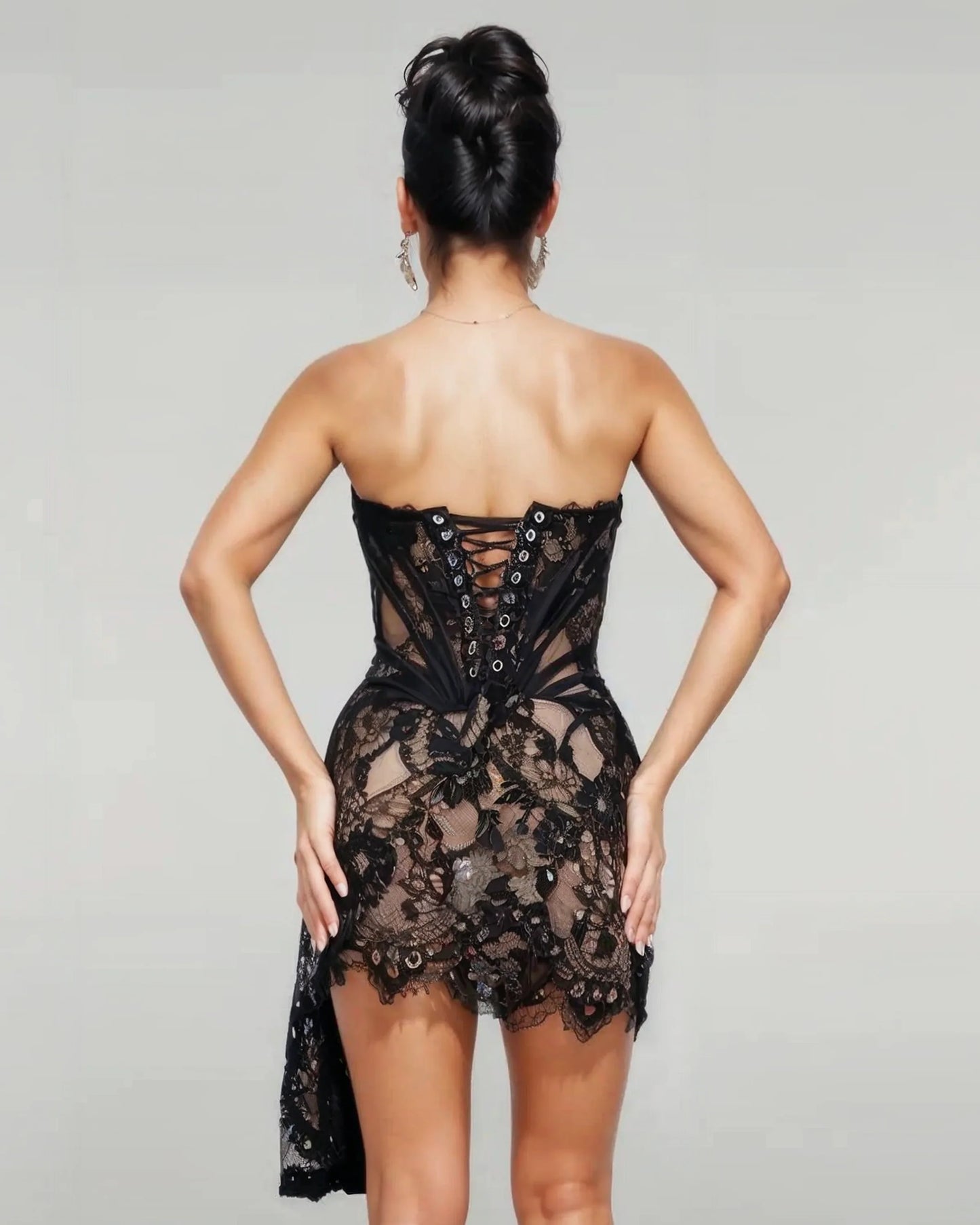 Romantic Strapless Lace Corset Dress