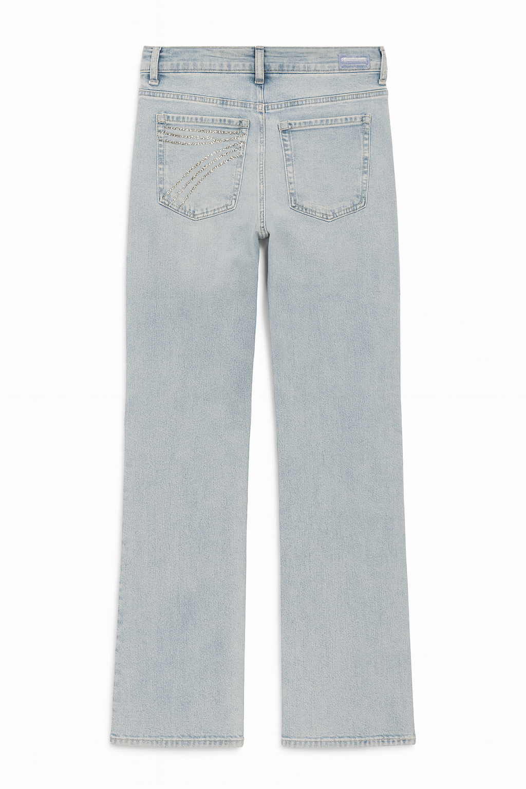 Light Wash Straight-Leg Jeans with Chain Detail
