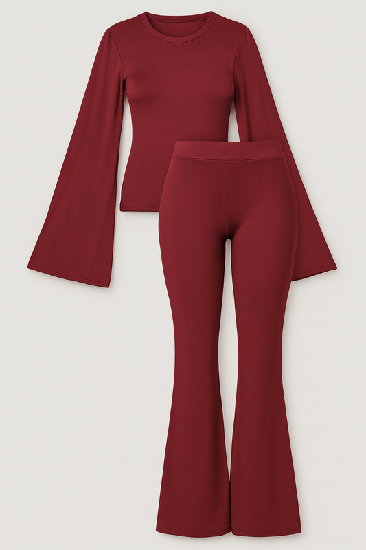 Elegant Bell Sleeve Two-Piece Lounge Set