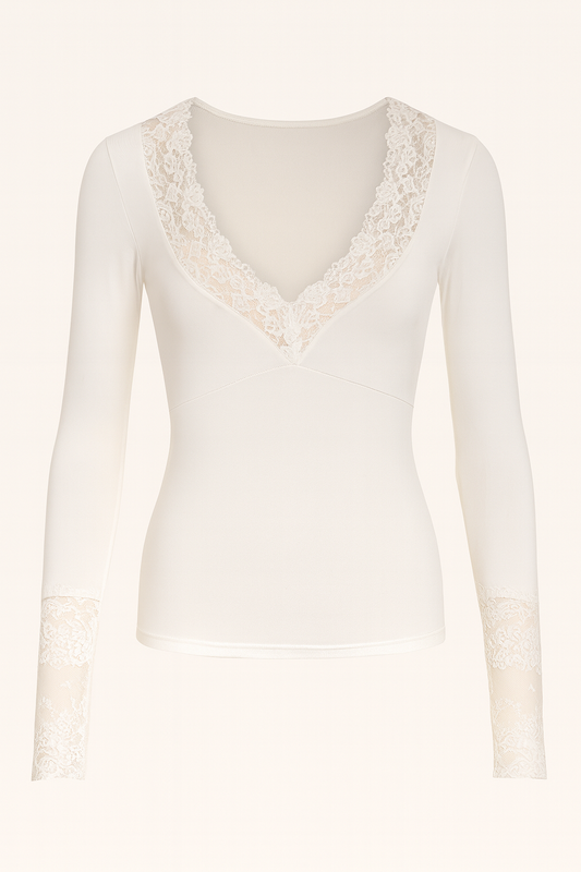 Elegant Lace Detail Long Sleeve Blouse