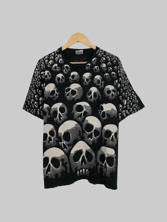 Edgy Skull Pattern Oversized Tee