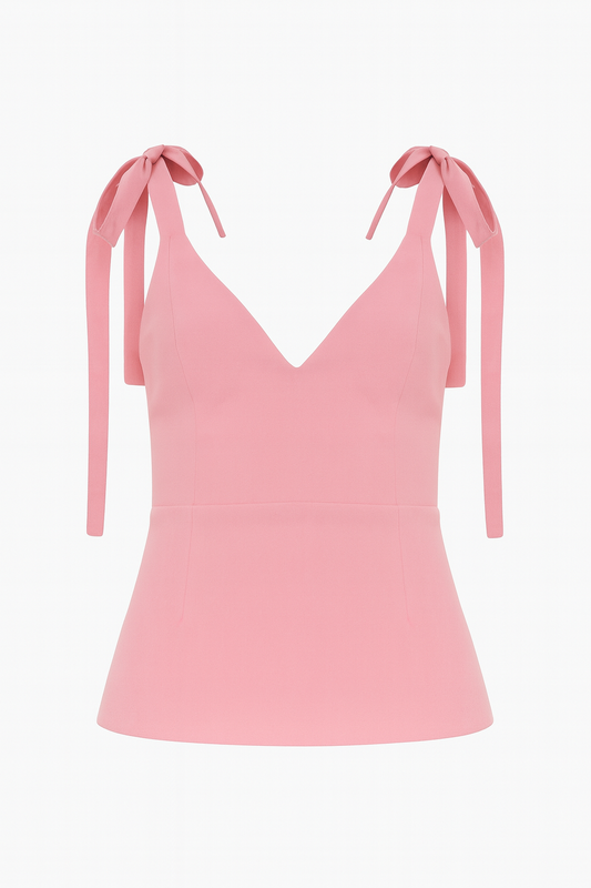 Feminine Bow Shoulder Peplum Camisole