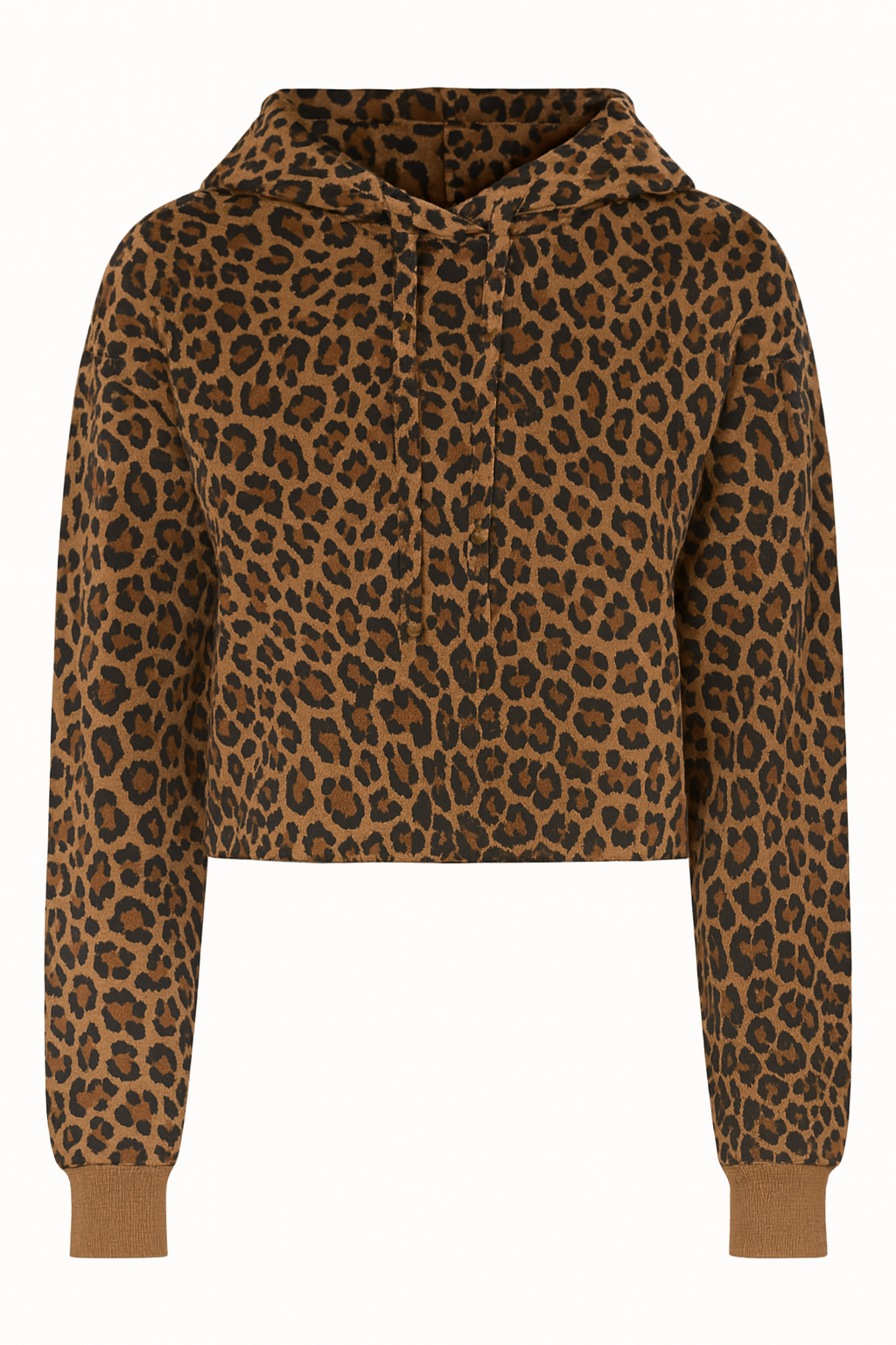 Cropped Leopard Pattern Hoodie Jacket