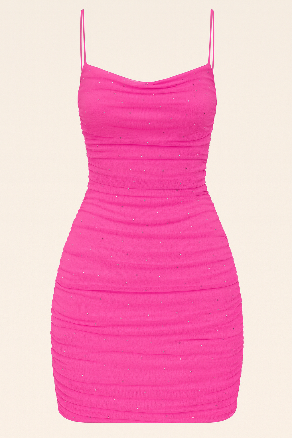 Glam Sparkle Mesh Ruched Mini Dress