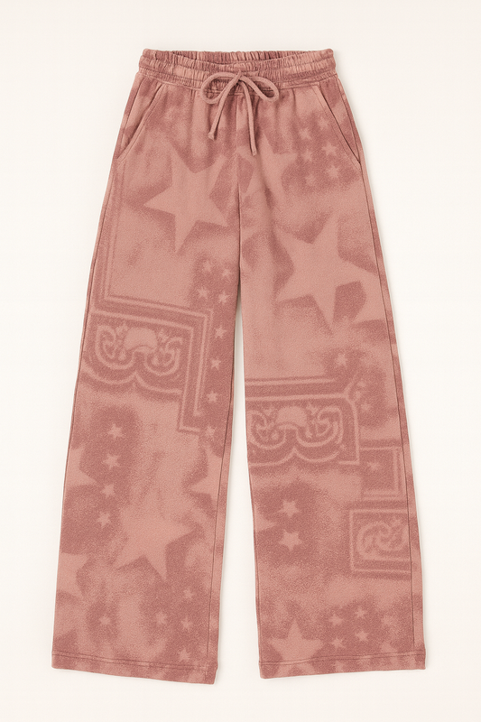 Vintage Star Pattern Relaxed Sweatpants
