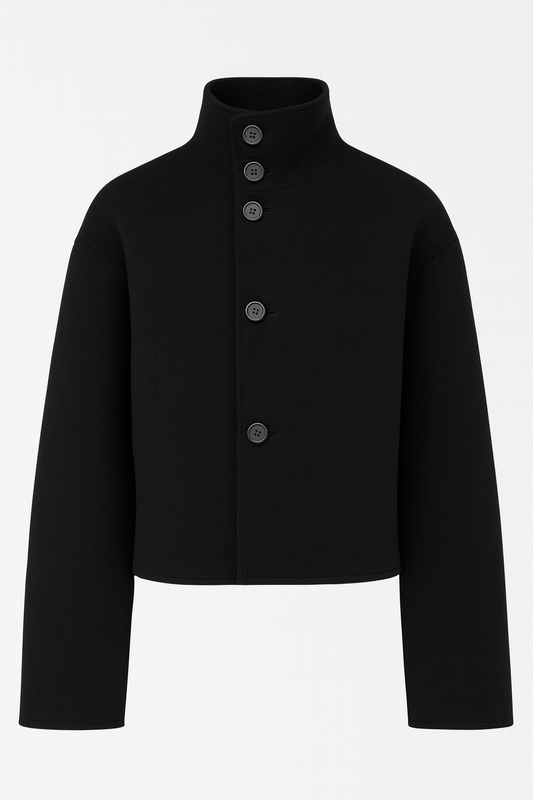 Structured Stand Collar Cropped Jacket