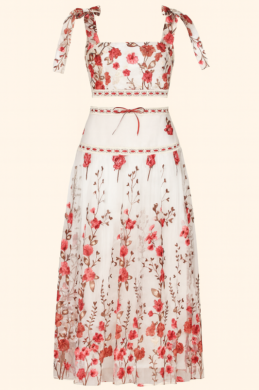 Romantic Sheer Mesh Floral Embroidery Set